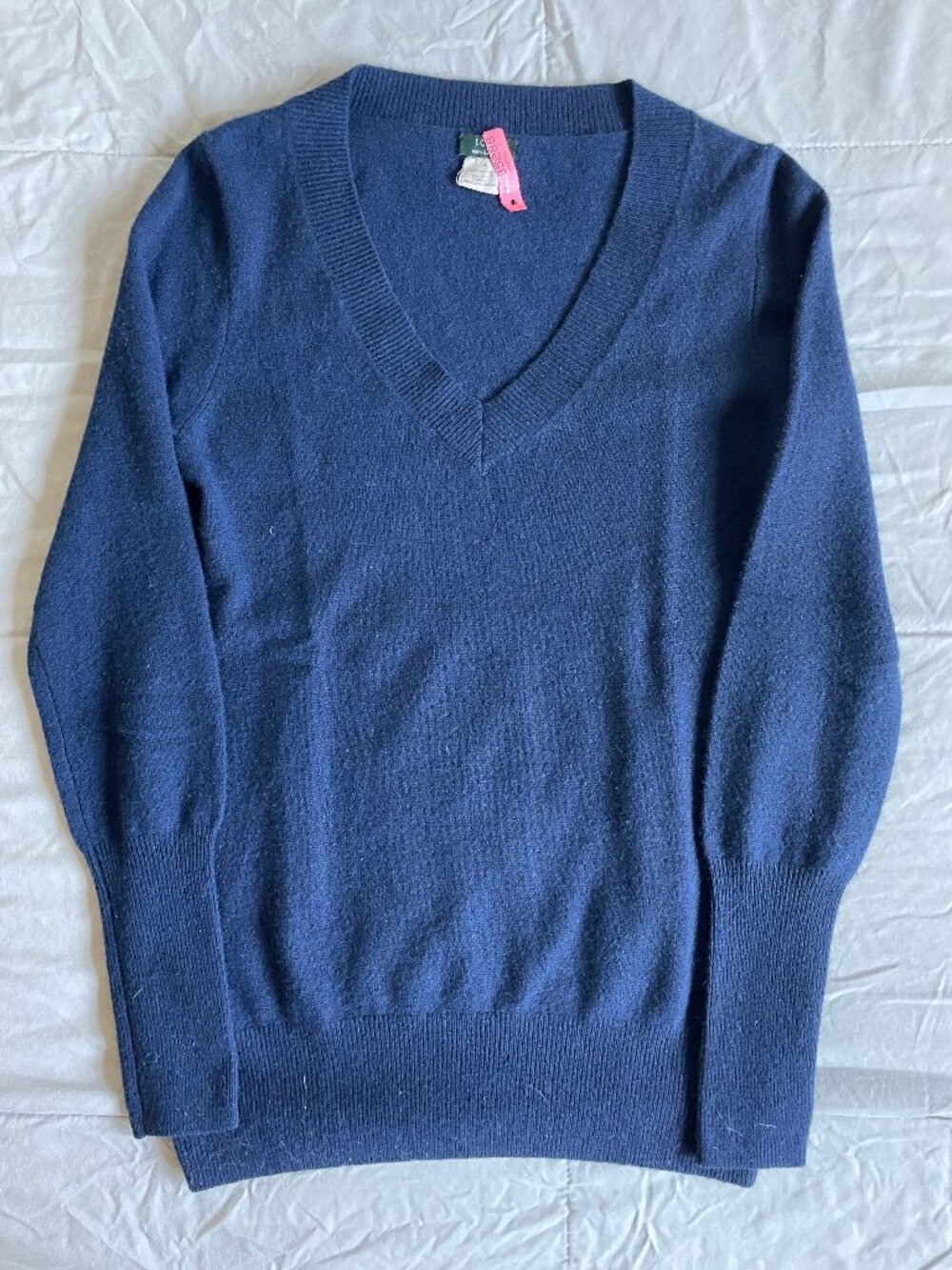 J. Crew Italian Cashmere V-Neck Navy Blue Sweater Size S
